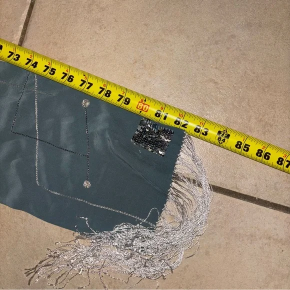 Banana Republic Silk Fringe Scarf
Sequence Wrap Blue Gray 82 inches - Picture 3 of 3